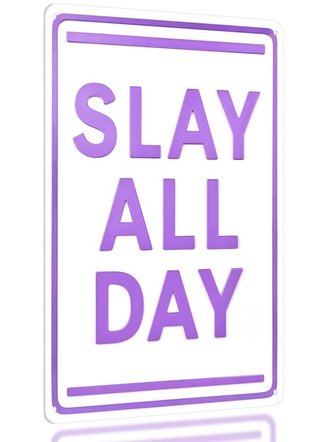Opix Design Slay All Day Sign Purple - Purple Room Decor for Girls, Teen Girl Wall Art, Lavender Dorm Poster, Preppy Wall Decor for Teen Bedroom by Opix Design, Tween Vanity or Makeup Room - Image 1